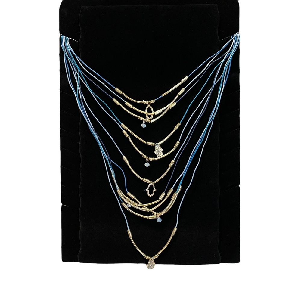 Olivia Welles Pave Hamsa Hand Layered Necklace
